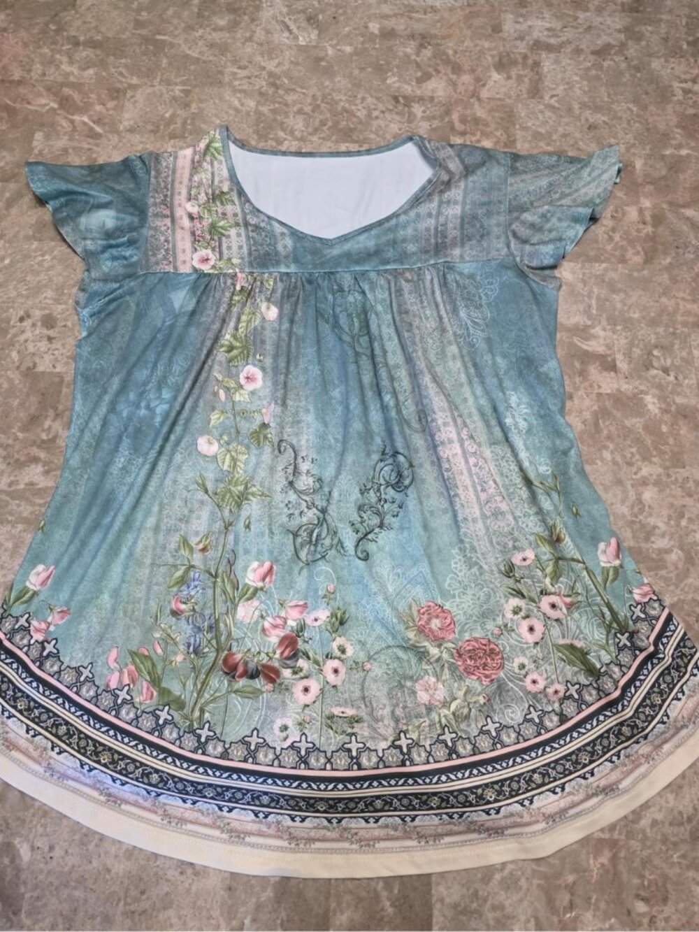 Womens Ruffle Sleeve Tunic Top, Size Large, - Picture 7 of 9